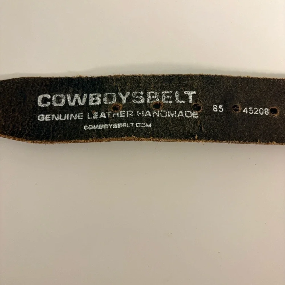 Cowboysbelt Genuine Leather Brown Studded Belt Size 85 (34